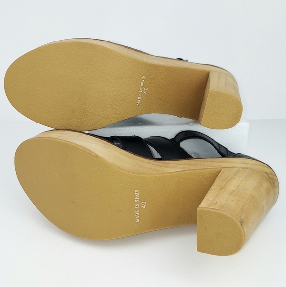 Free People Mix It Up Black Leather Platform Clog Heels EU40 - Picture 8 of 12